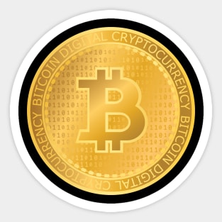 Golden Bitcoin Logo Crypto Merch Digital Currency BTC Sticker